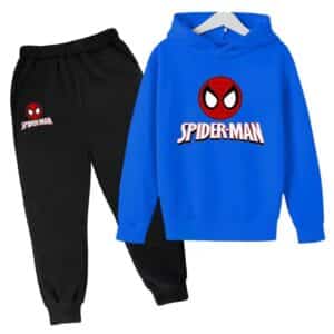 Spider-Man Head Icon Blue Black Hoodie Set for Children