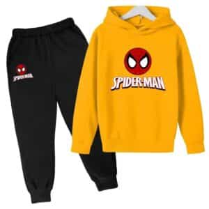 Spider-Man Head Icon Yellow Black Children's Hoodie Set