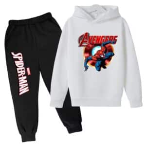 Spider-Man Iron Man Reactor Logo White Black Kids Hoodie Set