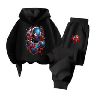 Spider-Man Miles Morales All-Black Hoodie Set for Children