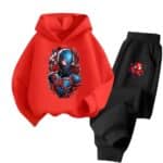 Spider-Man Miles Morales Suit Red Black Kids Hoodie Set
