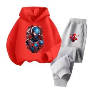 Spider-Man Miles Morales Suit Red Gray Boys' Hoodie Set