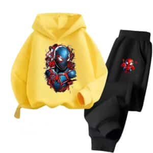 Spider-Man Miles Morales Yellow Black Hoodie Set for Kids