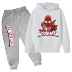 Spider-Man Web Sling Pose White Gray Children's Hoodie Set