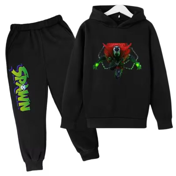 Superhero Comics Spawn All-Black Children's Hoodie Set