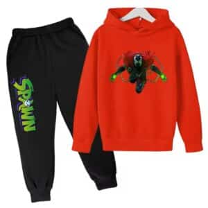 Superhero Comics Spawn Graphic Red Black Hoodie Set for Kids