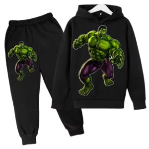 Superhero Hulk Action Pose All-Black Children's Hoodie Set