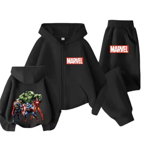 Superhero Team Marvel Art All-Black Children's Hoodie Set