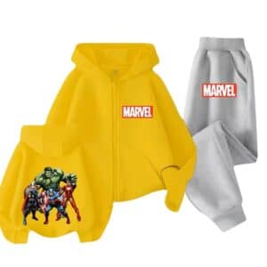 Superhero Team Marvel Graphic Yellow Gray Boys' Hoodie Set