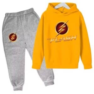 Superhero The Flash Logo Yellow Gray Children's Hoodie Set