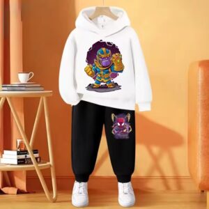 Thanos Infinity Gauntlet White Black Hoodie Set for Children