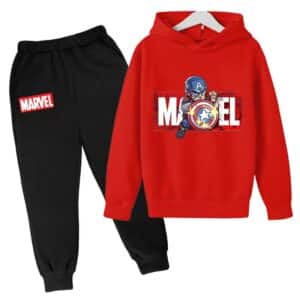 The First Avenger Captain America Red Black Boys' Hoodie Set