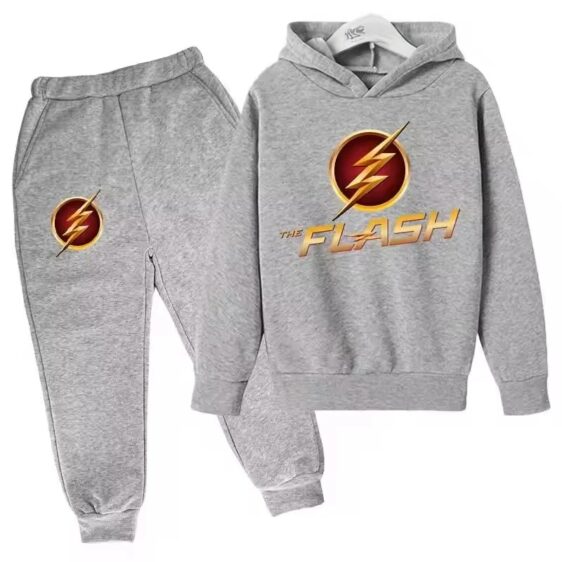 The Flash Hero Thunder Logo All-Gray Boys' Hoodie Set