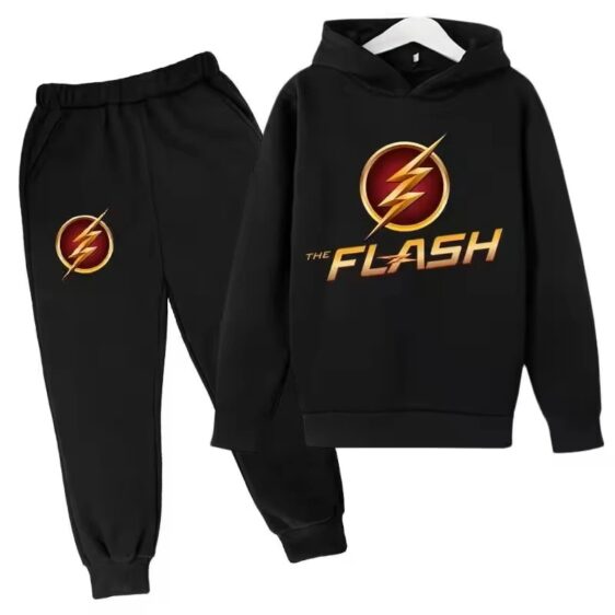 The Flash Lightning Logo All-Black Children's Hoodie Set