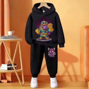 The Mad Man Thanos Marvel Villain All-Black Kids Hoodie Set