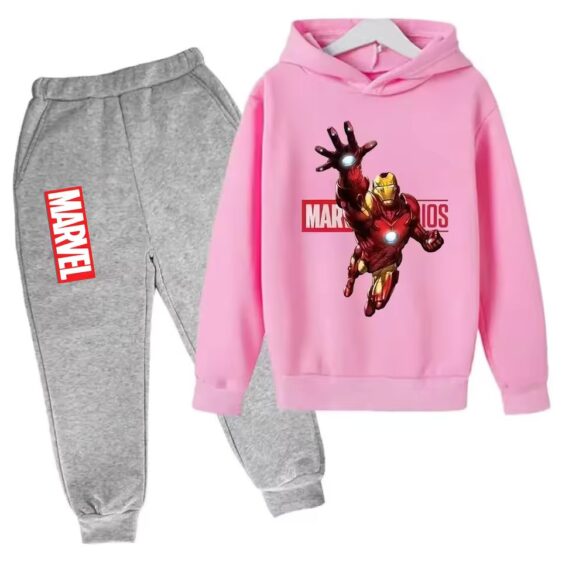 Tony Stark Iron Man Marvel Pink Gray Boys' Hoodie Set