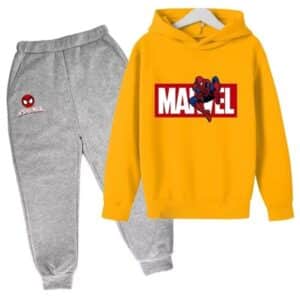 Web Slinging Spider-Man Yellow Gray Hoodie Set for Kids