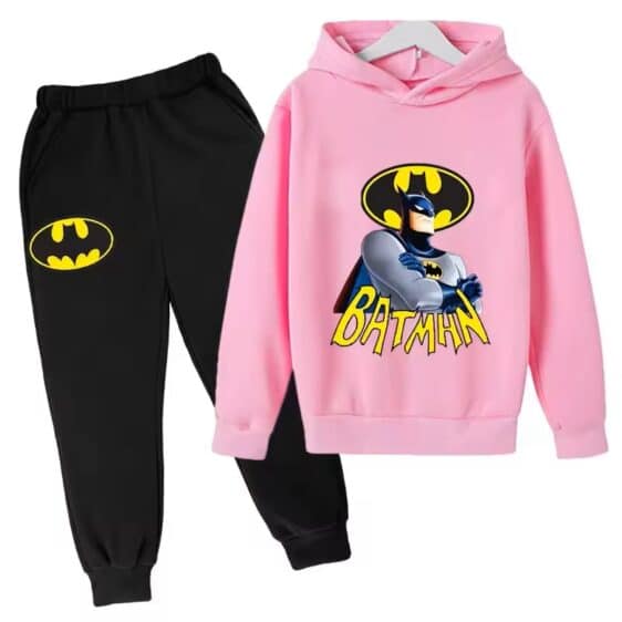 Batman DC Comics Superhero Pink Black Hoodie Set for Boys