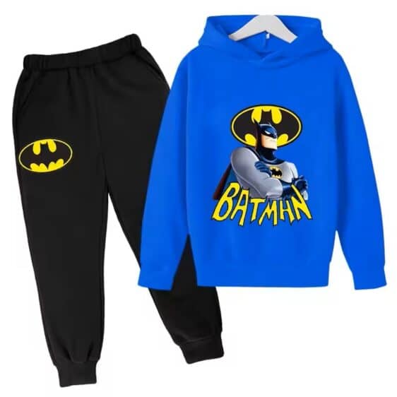 Classic Batman Bat Logo Blue Black Boys' Zip Hoodie Set