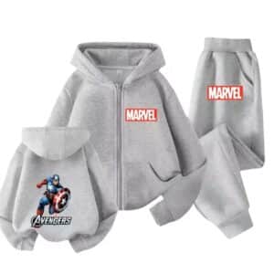 Marvel Captain America Shield All-Gray Zip Kids Hoodie Set