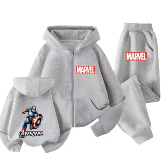 Marvel Captain America Shield All-Gray Zip Kids Hoodie Set