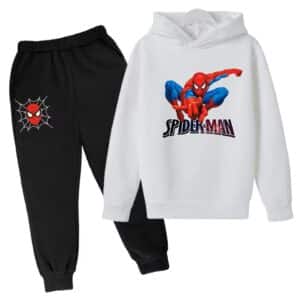 Marvel Comics Spider-Man White Black Hoodie Set for Children