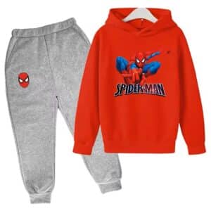 Marvel Hero Spider-Man Art Red Gray Children's Hoodie Set