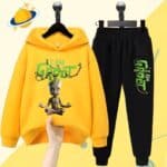 Marvel Meditating Groot Yellow Black Hoodie Set for Boys
