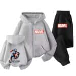 Soldier Captain America Gray Black Zip Hoodie Set for Boys