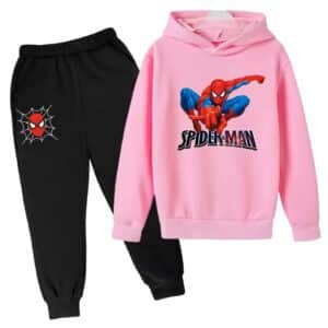 Spider-Man Web Action Pose Pink Black Boys' Hoodie Set