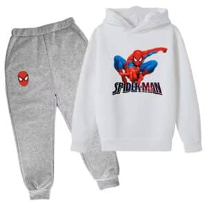 Spider-Man Web-Slinger Pose White Gray Hoodie Set for Kids