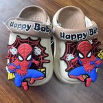 Superhero Spiderman 3D Action Pose Beige Kids Clogs Shoes