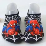 Superhero Spiderman Web Print Action Pose Black Kids Shoes
