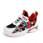 White Black Spiderman Hero Graphic Red Lining Kids Shoes